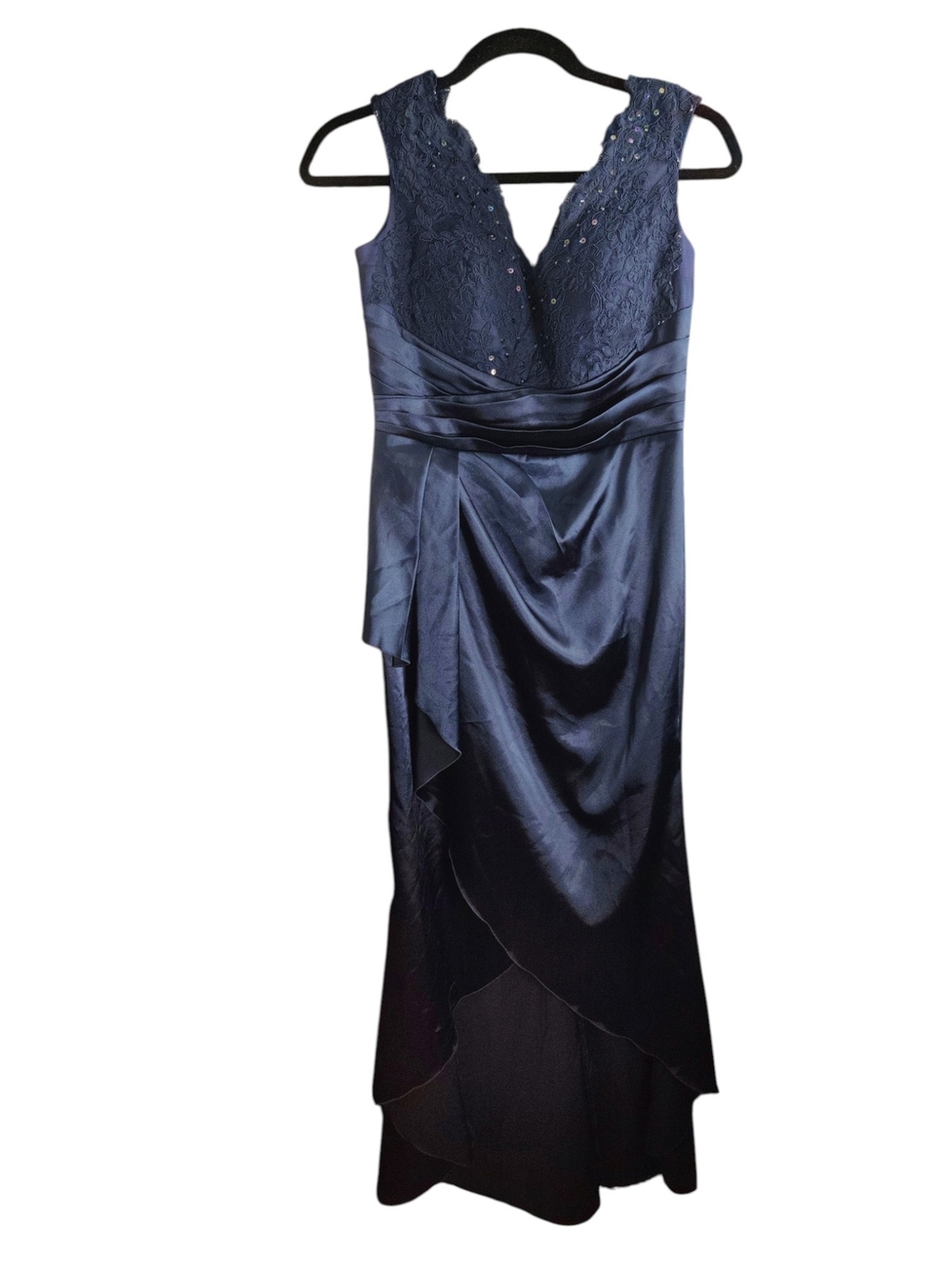 Ever Pretty Deep Blue Lace & Satin Maxi Dress